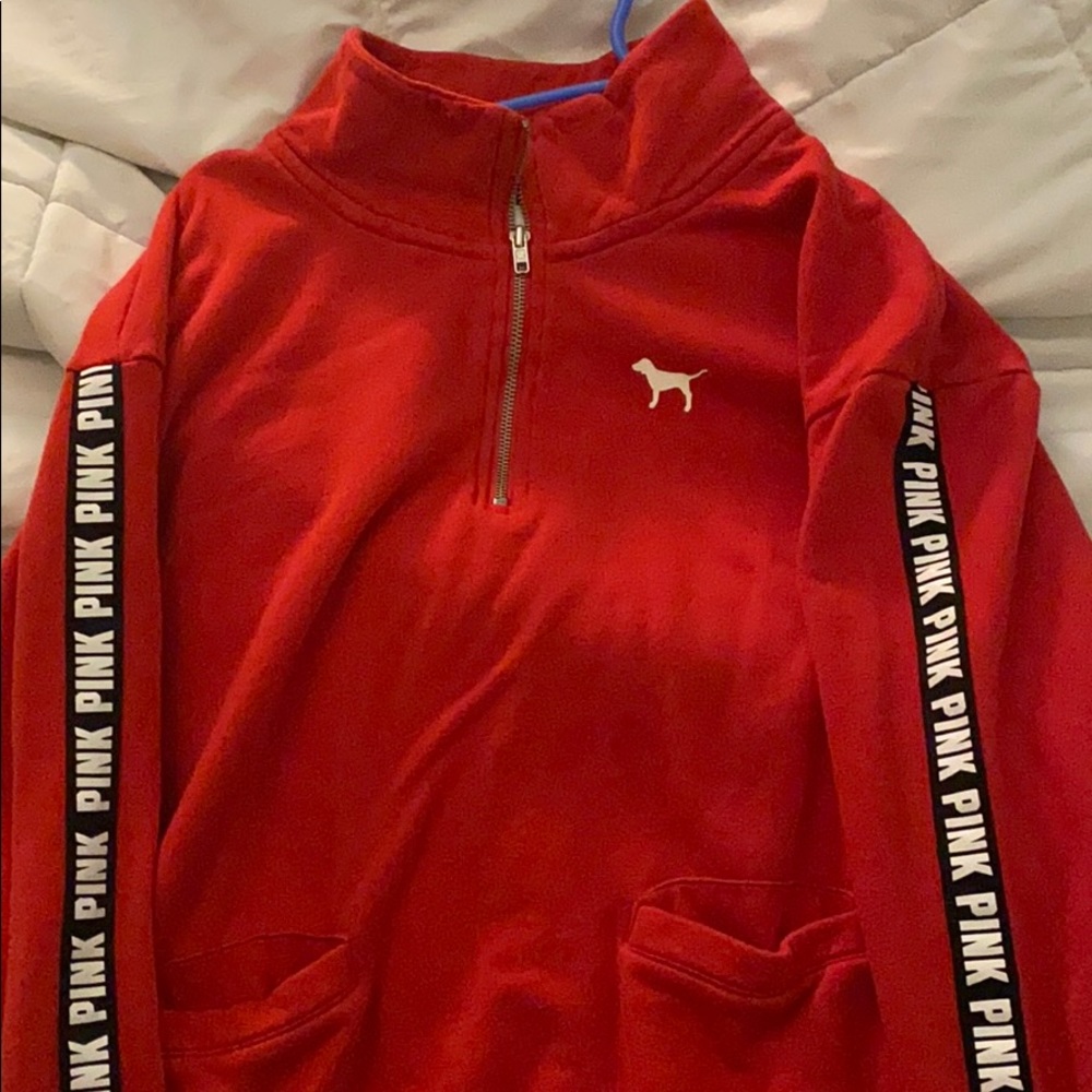 PINK red turtle neck hoodie